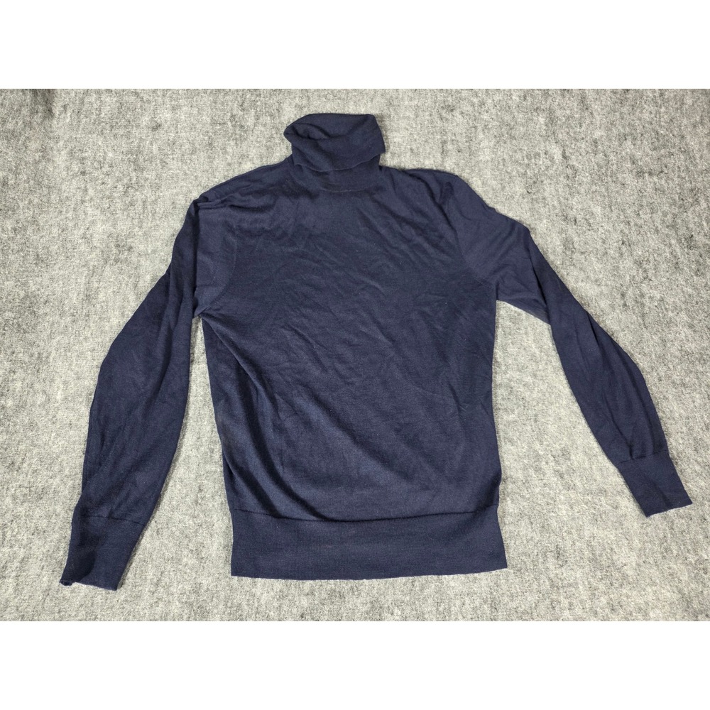 Neiman Marcus Cashmere & Silk Turtleneck Sweater Mens Large Navy Blue Knit Top L